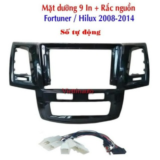 Mặt dưỡng lắp màn hình 9 In Toyota Fortuner, Toyota Hilux 2008-2014 Kèm rắc nguồn Zin ( Số tự động ) -Chuyên sỉ