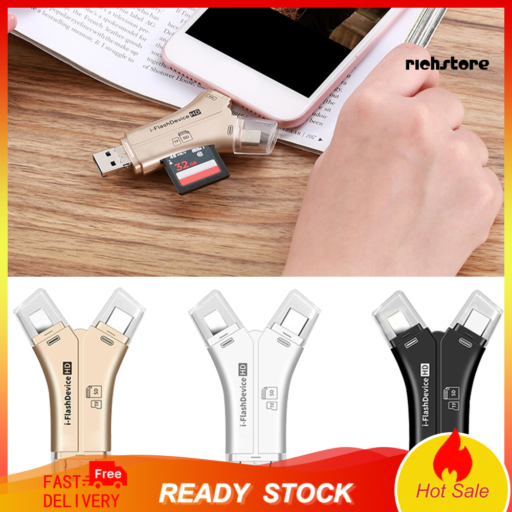 Đầu Đọc Thẻ Nhớ Đa Năng 4 Trong 1 3.0 Otg Cho Pc Iphone Android Type-c