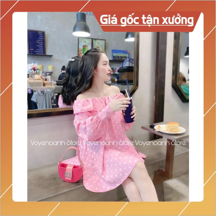 Đầm suông chấm bi ❤️Mẫu Mới❤️Giá Gốc Tận Xưởng❤️Bầu bí mặc vừa, có thể mặc được 2 kiểu vừa đầm vừa áo sơ mi, trẻ trung.