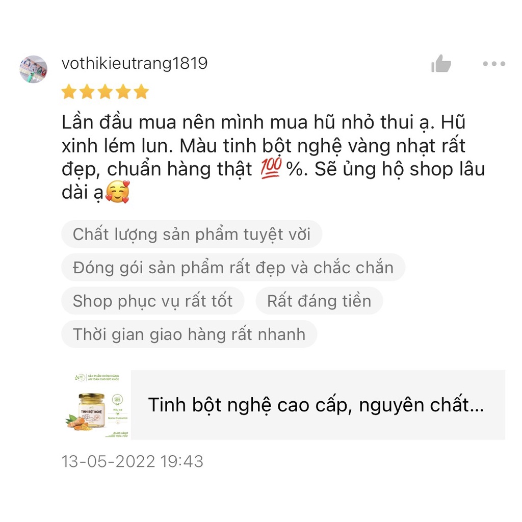 Tinh bột nghệ cao cấp HNT NATURAL PRODUCT TBN30G