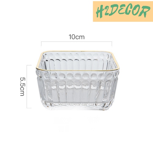 Đĩa vuông thuỷ tinh đựng trái cây khô trang trí phòng khách phong khách Bắc Âu - H2decor