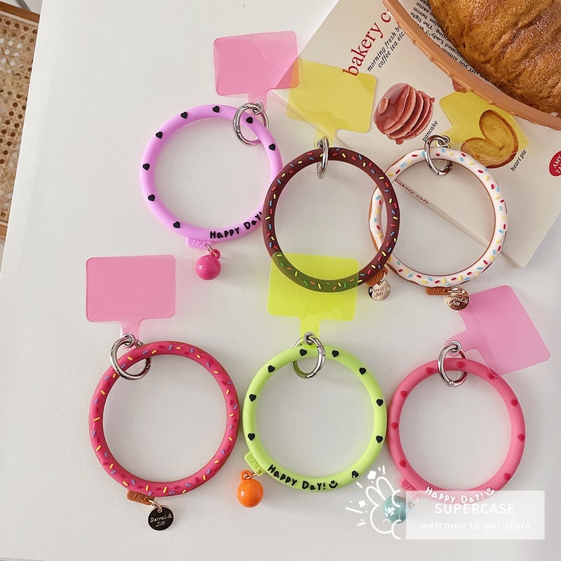 Dây Đeo Điện Thoại Mềm Chống Thất Lạc Hình Bánh Donut Hoạt Hình Dễ Thương Thông Dụng Có Thể Tháo Rời