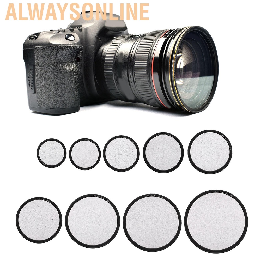 Alwaysonline Black Mist Filter 1/2 Portrait Soft Diffuser Focus Camera Lens Scratch Resistant for Video Vlog Photography