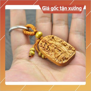 Móc khóa gỗ khắc Thần Tài