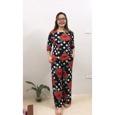 ⚡️FREESHIP-Bộ Trung Niên Co Giãn 4 Chiều, Bộ Quần Dài Tay Lỡ Trung Tuổi Cho Mẹ Cho Bà