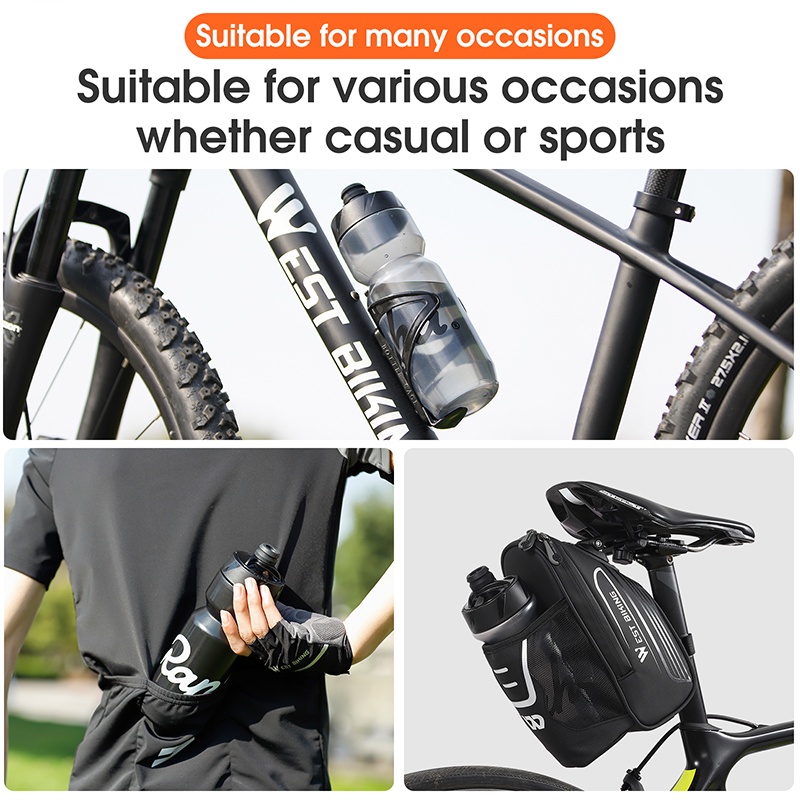 Bình đựng nước WEST BIKING 610-710ml bằng silicon siêu nhẹ phong cách thể thao