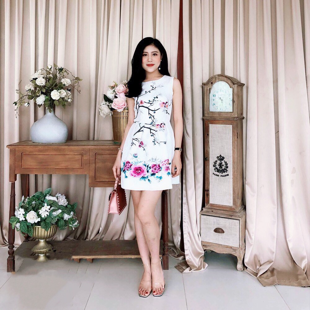 (Video + Ảnh thật) Váy gấm hoa đào cao cấp Quảng Châu VG02