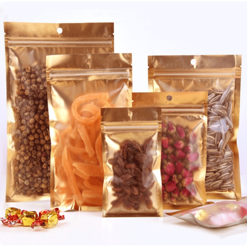 Set 50 túi zip Cocute màng nhôm đựng kẹo/ thực phẩm màu vàng ánh kim siêu bền tiện dụng