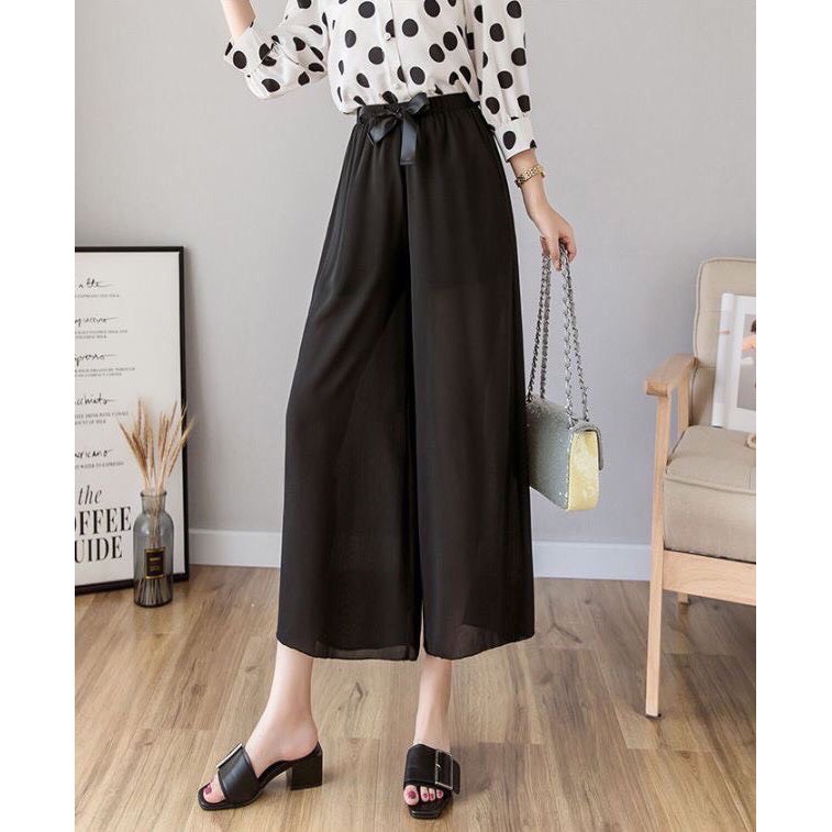 Quần voan ống suông, quần culottes ống rộng thời trang