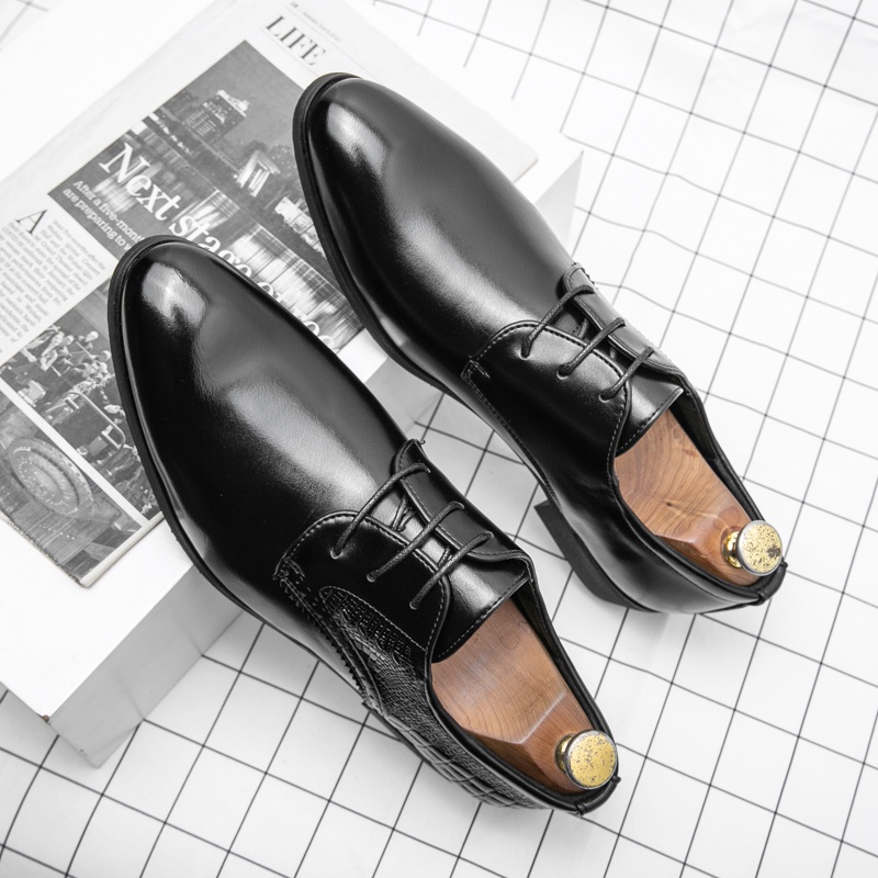 Giày Da Oxford Màu Đen Cỡ Lớn 46 47 Thời Trang Công Sở Cho Chú Rể