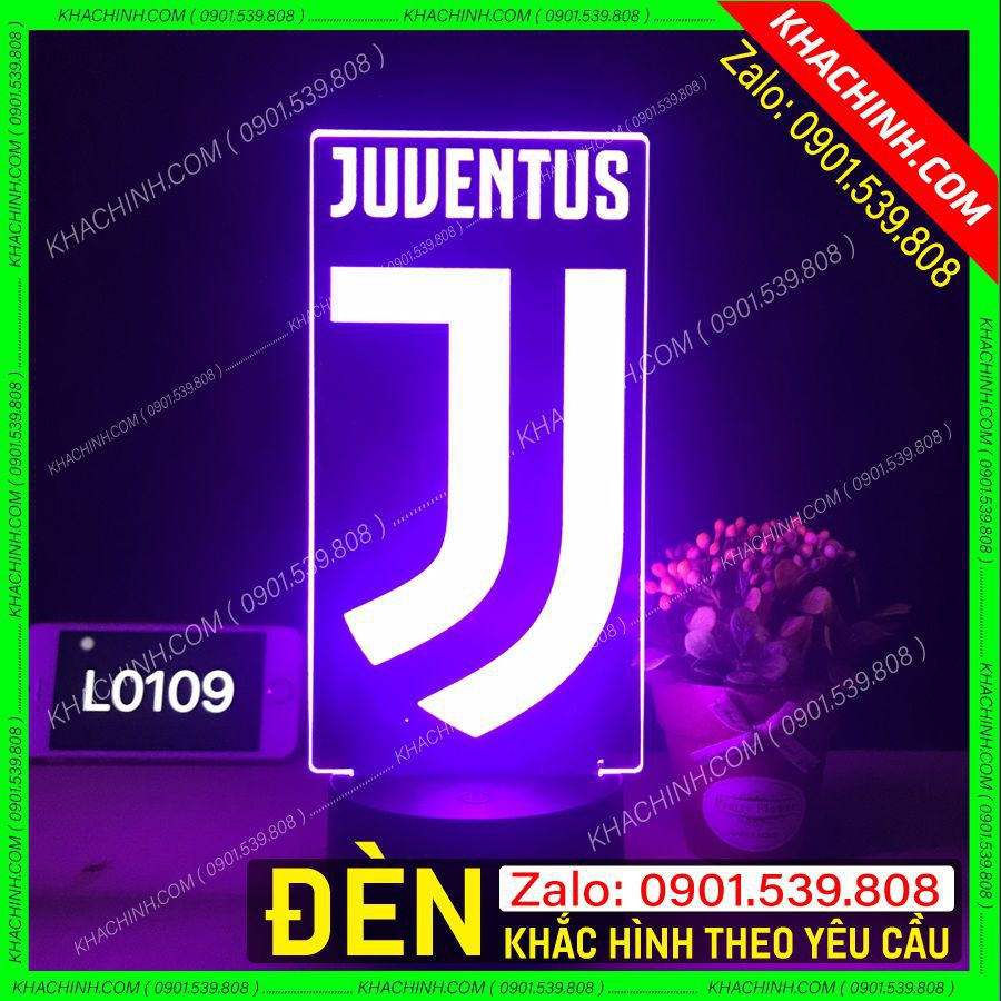 Đèn khắc logo CLB bóng đá JUVE - Đ.èn ngủ trang trí thiết kế theo yêu cầu Mẫu L0109-L có Remote thay đổi 16 màu