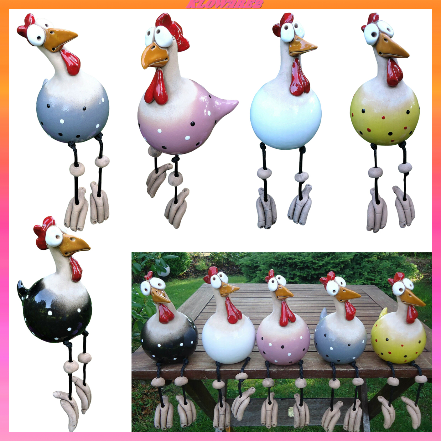 [KLOWARE2]Chicken Figurine Resin Statue Festival Gifts Patio Yard Art decorate