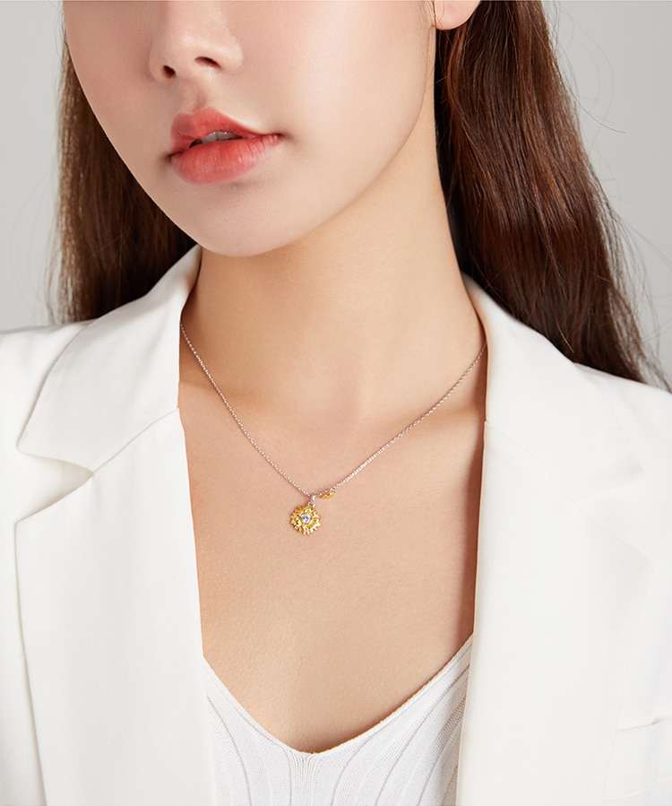Dây chuyền BAMOER BSN212 bạc 925 họa tiết hoa hướng dương cho phái nữ phong cách thời trang