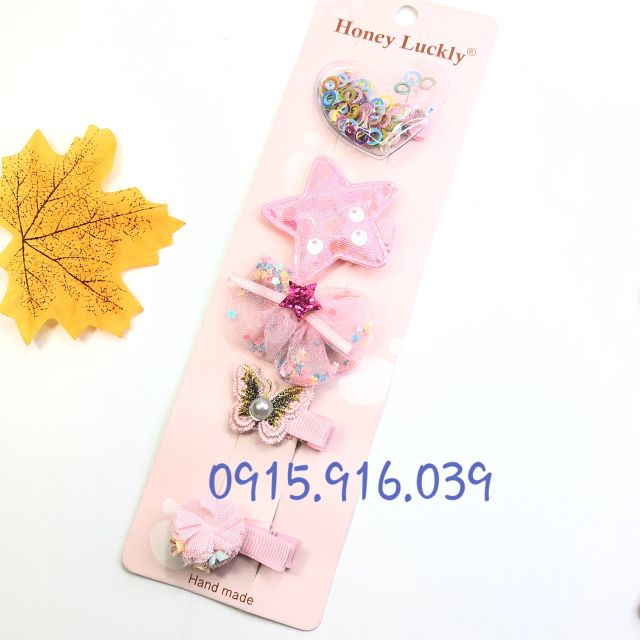 Set 5 kẹp tóc dễ thương, Kẹp tóc nơ cho bé