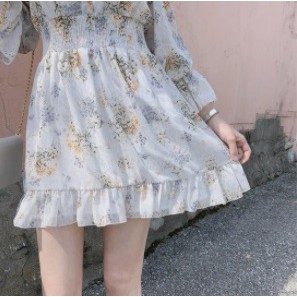 Váy Vintage dài tay dáng xòe Hàn Quốc trẻ trung, Váy ulzzang hoa nhí trắng chất voan cao cấp - Roxie | BigBuy360 - bigbuy360.vn