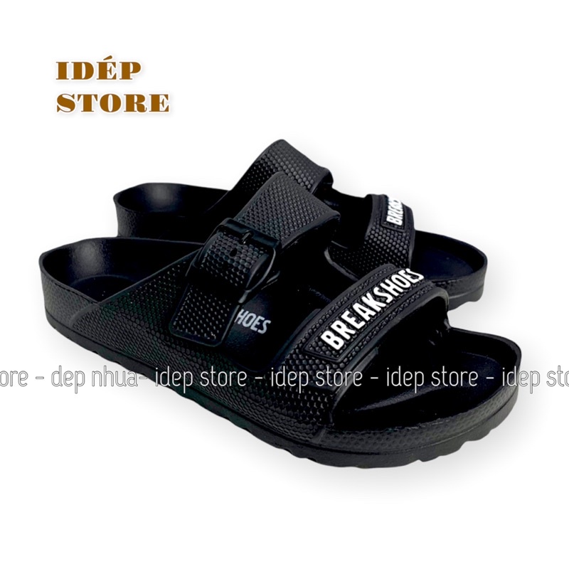 Dép siêu nhẹ 2 quai ngang khuy BREAKSHOES Unisex nam nữ cao cấp iDÉP- DL160