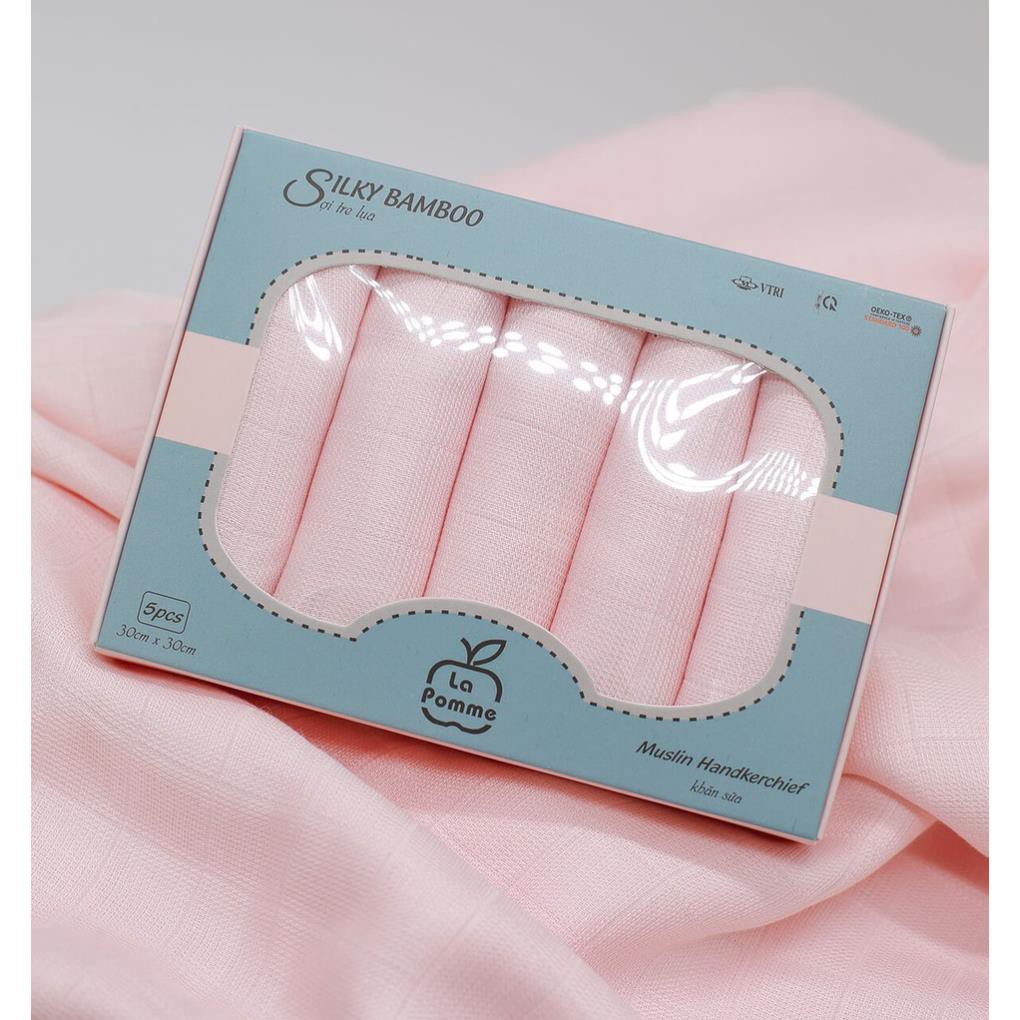 Khăn sữa lụa sợi tre Lapome cho bé hộp 5 cái