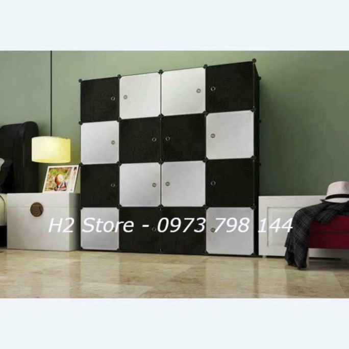 [RẺ NHẤT SHOPEE] TỦ NHỰA LẮP GHÉP 16 Ô VÁCH ĐEN ĐỂ ĐỒ ĐA NĂNG THÔNG MINH sâu 47cm