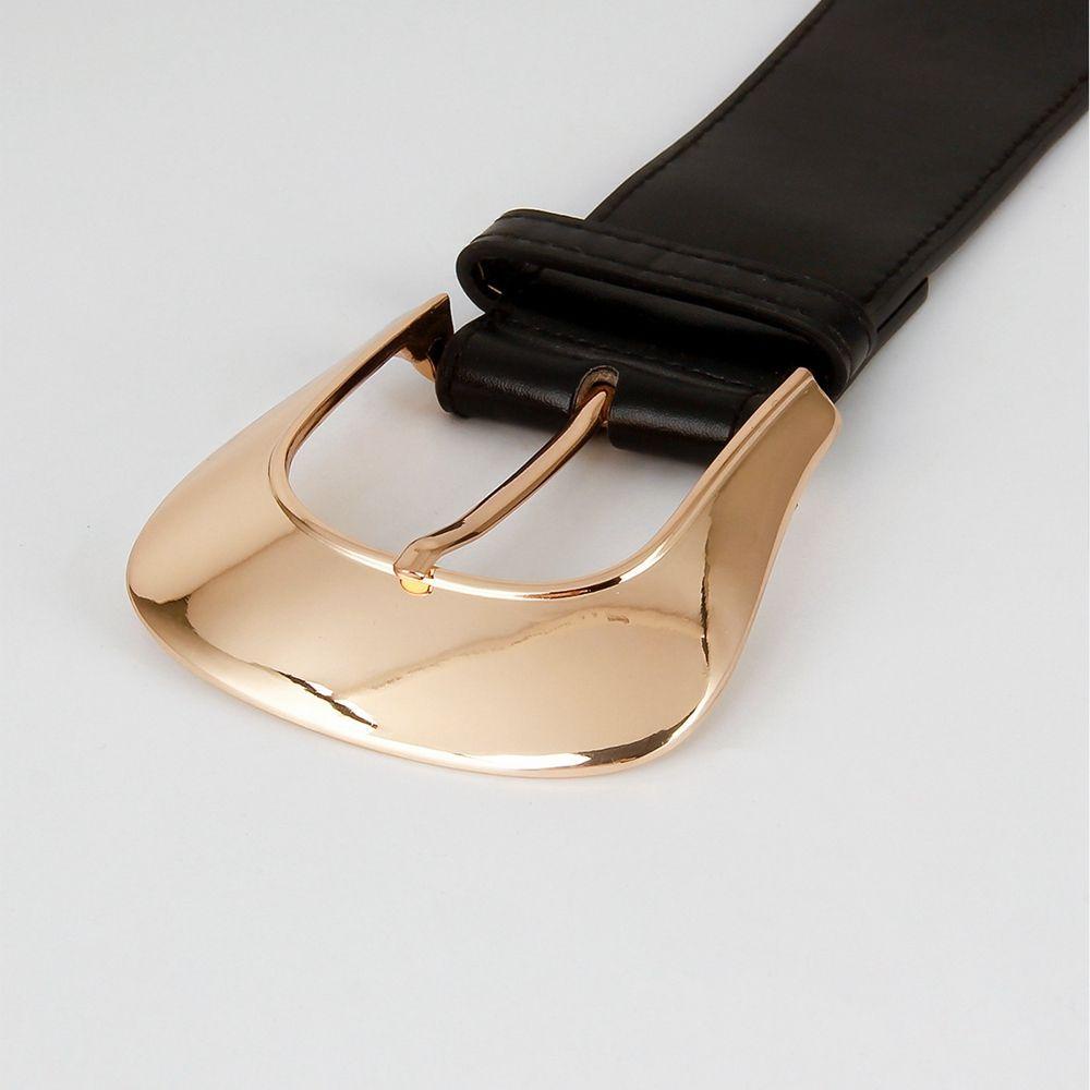 Thắt Lưng Bản Rộng Co Giãn Có Khóa Kim Loại Tròn Điều Chỉnh Được Phong Cách Hàn Quốc Cho Nữ