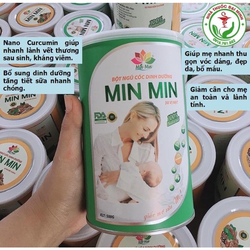 [Ảnh Thật] Bột Ngũ Cốc Lợi Sữa Min Min 30 Vị Hạt (Lọ 500g)