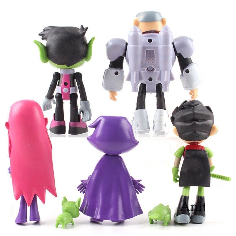 Bộ 7 Mô Hình Nhân Vật Hoạt Hình Teen Titans Go Robin Cyborg Beast Boy Raven Starfire