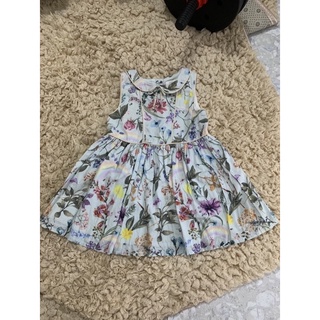 Váy đầm next cổ sen hoa xanh auth