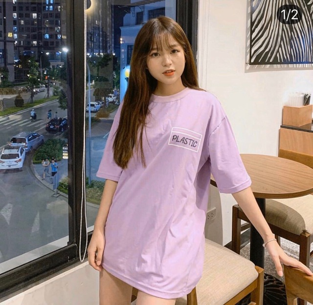 áo phông nữ form rộng màu tím nữ tính