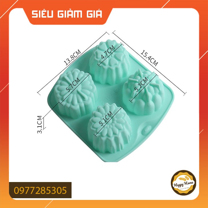 Khuôn silicon làm bánh trung thu hình 4 bông hoa nhỏ - Dụng cụ làm bánh