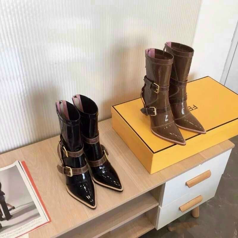 H(ẢNH THẬT) Boot Cổ Thấp Gót Nhọn 9p F.D Phối Quai Khoá Da Mềm Êm Fullbox Hãng Cao Cấp