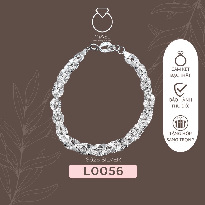 Lắc tay nữ xoắn máy Bạc Ý S950 sang đẹp miễn phí xi Kim L0056 |Mi.A Trang sức bạc