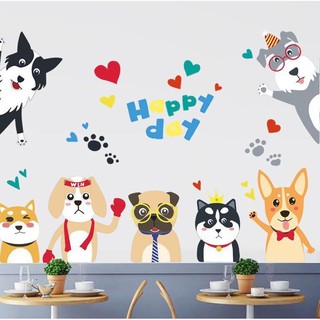 Decal dán tường chú chó Happy Day