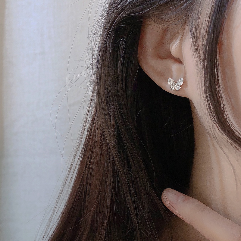 Đôi Bông Tai Hình Bướm Zircon Mới 2022 Không Gây Dị Ứng Dành Cho Nữ