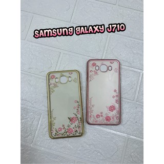 Samsung J7 2016_Ốp lưng Silicon thời trang Hoa mai viền đính đá