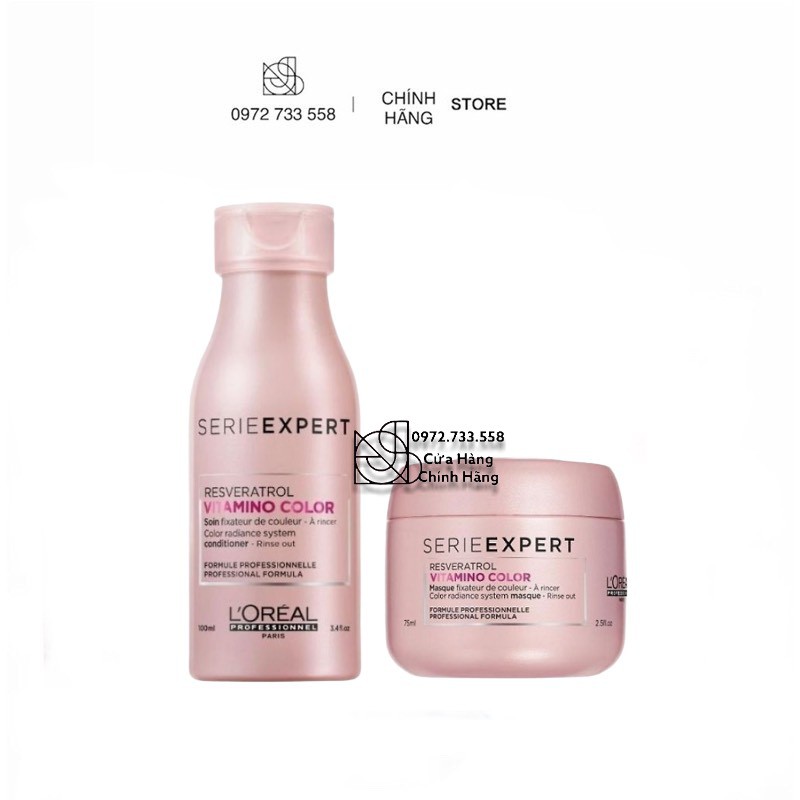 Cặp Gội + Hấp (Ủ) Tóc Loreal Vitamino Color Dành Cho Tóc Nhuộm 75ml + 100ml
