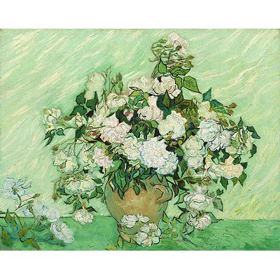 Tấm vải bạt in hình tranh Hoa hồng trắng của Van Gogh
