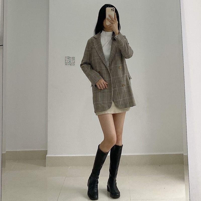 Áo Vest kẻ thiết kế 2 lớp ( dài quá Mông) Made by TeamLu