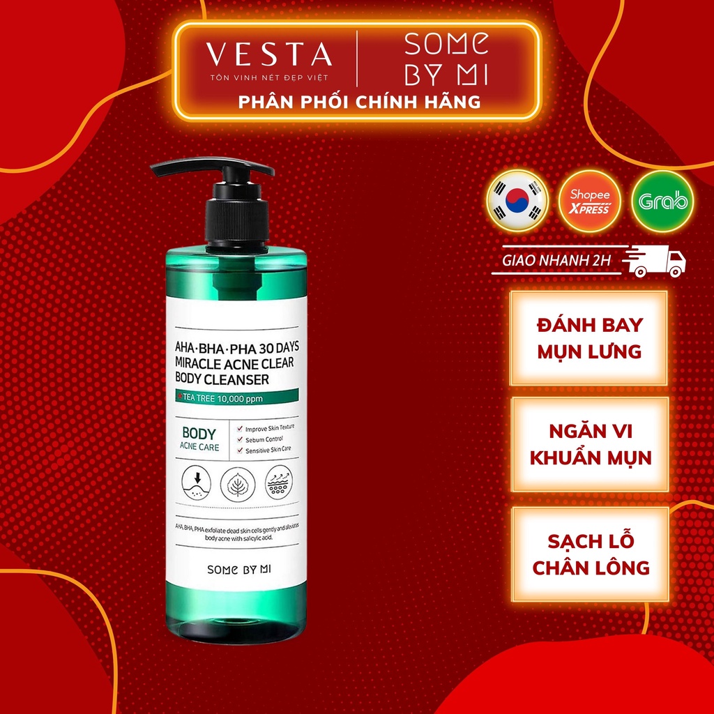 Sữa Tắm Some By Mi AHA-BHA-PHA Sạch Mụn Lưng 30 Days Miracle Acne Clear Body Cleanser 400ml
