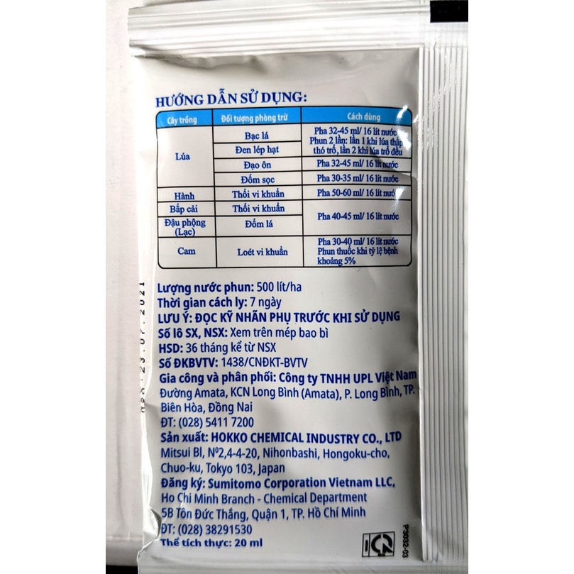Chế phẩm xử lý  bệnh Kasumin 2sl - 20ml, nước xanh trừ khuẩn, chết ẻo cây con, thối rễ vàng lá thán thư phong lan