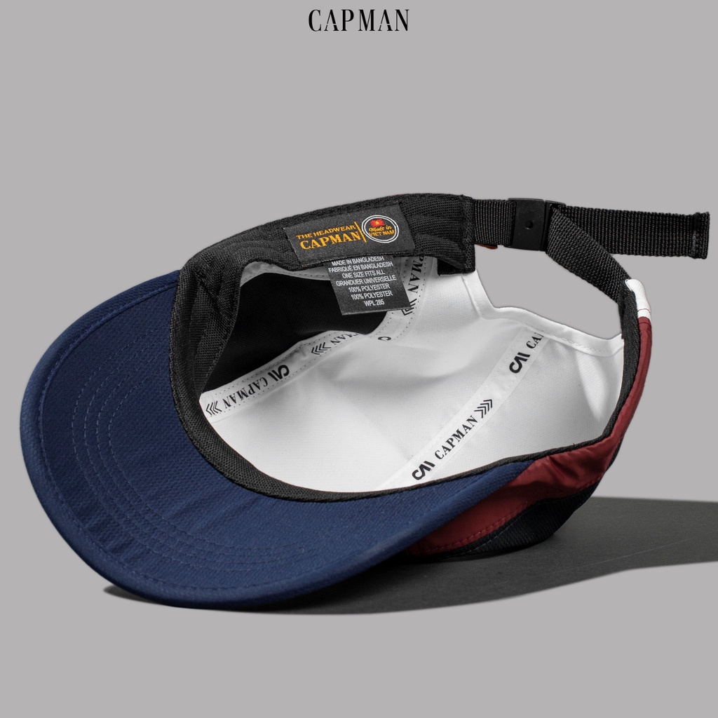 Mũ lưỡi trai phom 5 panel chính hãng CAPMAN phom dáng hiphop vả dù màu đỏ đô CM109