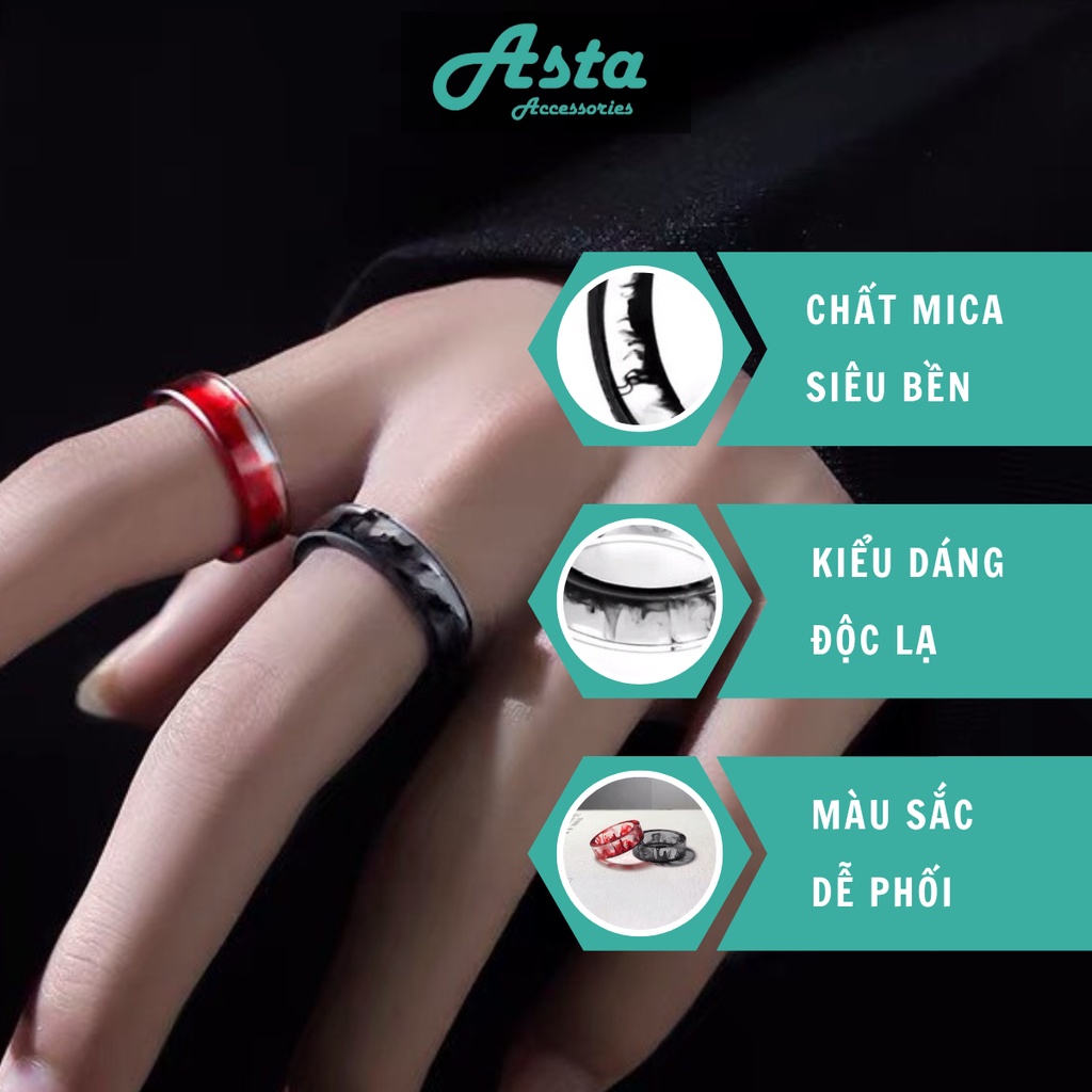 Nhẫn Nam Thời Trang Astaaccessories Màu Bạc Cá Tính Hàn Quốc - Nhẫn Nam Đẹp Chất Liệu mica - Nhẫn Blud Ring