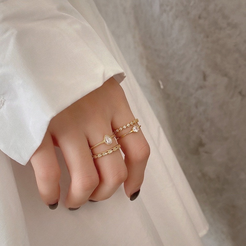 Nhẫn bạc 925 SUMMERY đính đá kiểu hở điều chỉnh theo size tay S925 mạ vàng