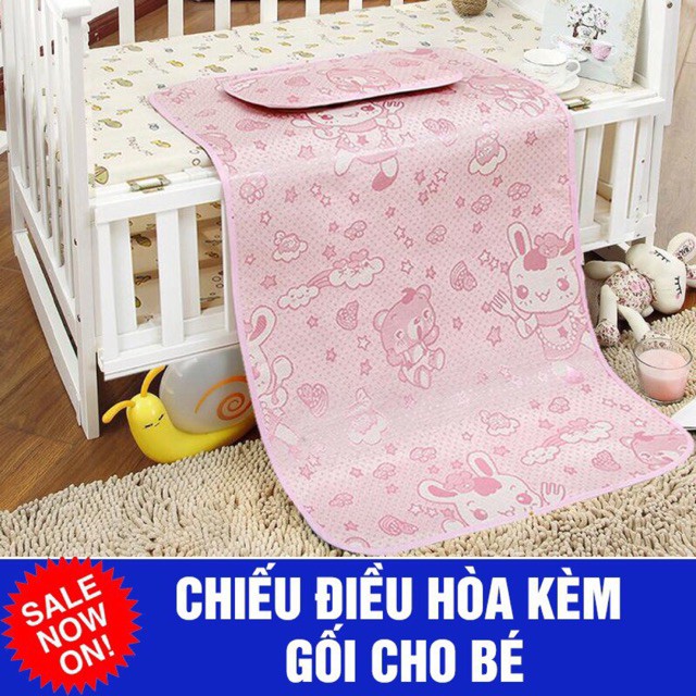 Chiếu điều hoà kèm gối thảo dược cho bé kt 60x120cm