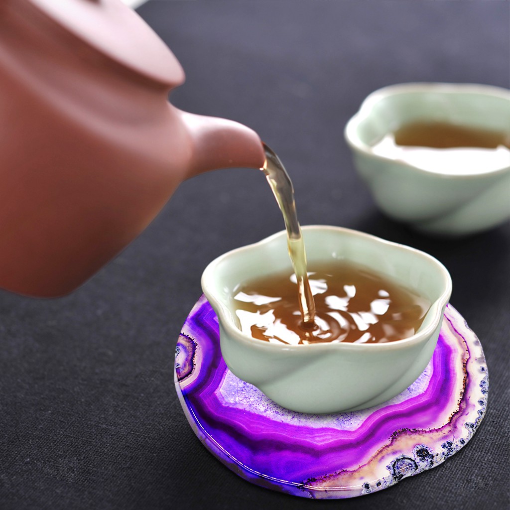 Miếng Lót Ly Bằng Đá Mã Não Màu Đen Sang Trọng