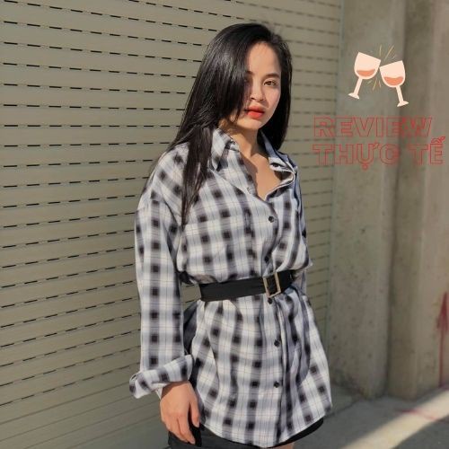 Áo sơm mi nữ caro phom rộng GUMAC đủ màu, thiết kế basic cá tính, AB191