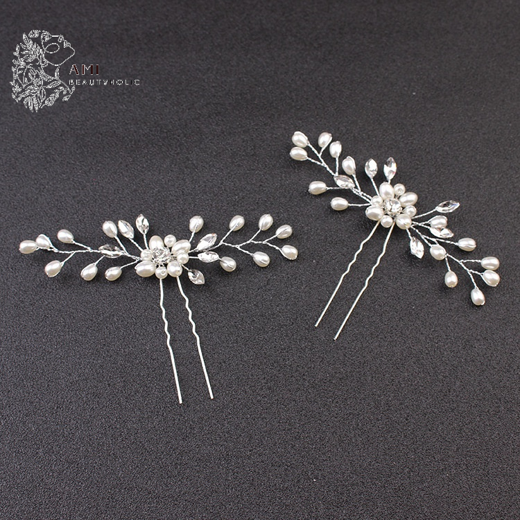 N01_Hoa Cài Tóc Cô Dâu Đính Đá và Hạt Trai, Trang Điểm Cô Dâu, Make Up Tiệc, Phụ Kiện Cưới và Trang Điểm