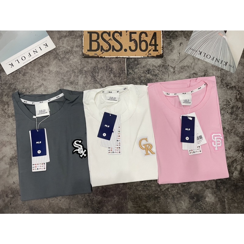 Áo Thun Unisex Màu Xám/Hồng/Trắng In Hình Và Thêu Logo Chất Cotton 100%