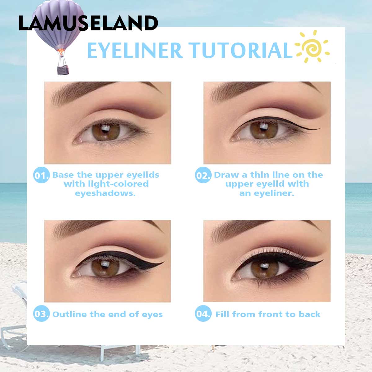 LAMUSELAND Black Long Lasting Waterproof Liquid Eyeliner 1.5g L19E03-LA4005 | BigBuy360 - bigbuy360.vn