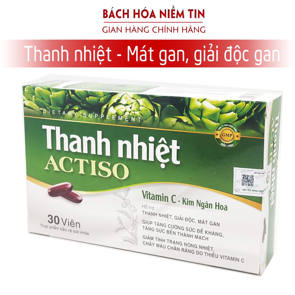 Viên uống Thanh Nhiệt Actiso giải độc, mát gan từ thảo dược - Giảm nóng nhiệt cơ thể an toàn, hiệu quả - Hộp 30 viên
