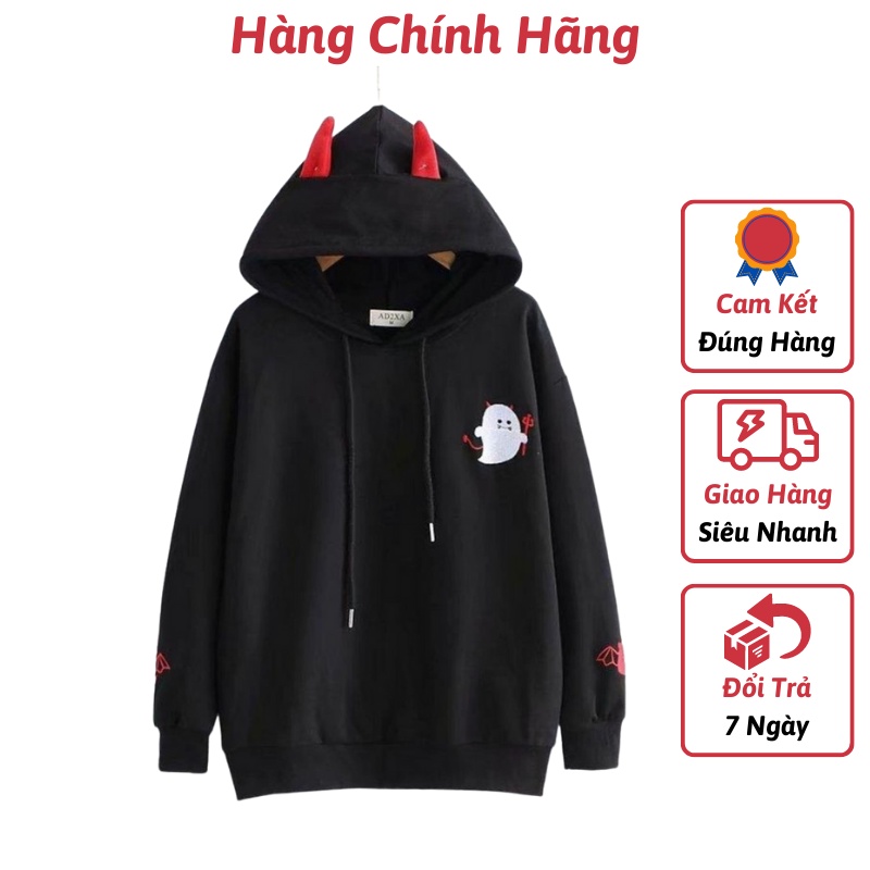 Áo Khoác Nỉ Hoodie Quỷ Dơi Cute KN19 Đen - ÁO KHOÁC NỈ HOODIE QUỶ DƠI CUTE UNISEX NAM NỮ | BigBuy360 - bigbuy360.vn