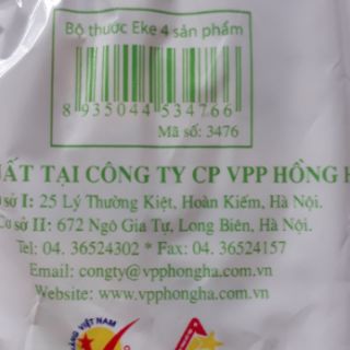 Bộ Thước kẻ, Eke, Đo góc 4 món Hồng Hà